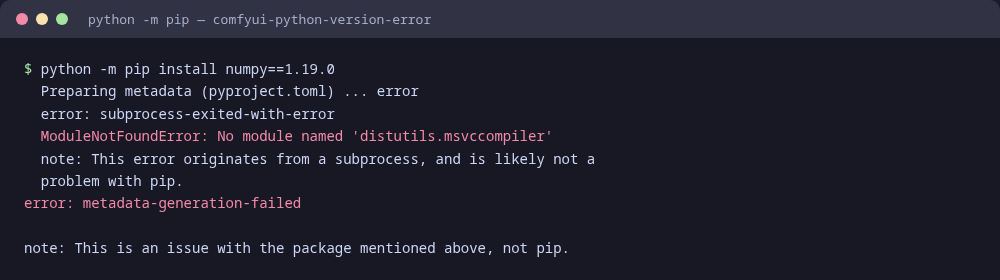 Incompatibilidad de versión de Python real, reproducida en terminal